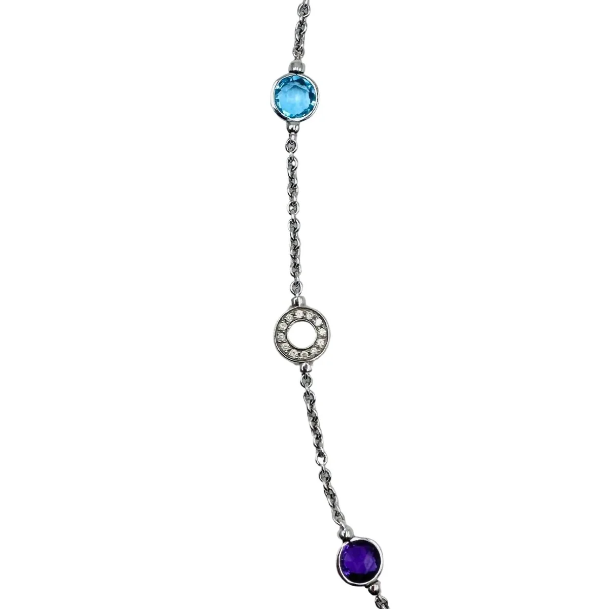 Collier BVLGARI "Parentesi Cocktail" en or blanc, topazes bleues, améthystes et diamants - Image 5