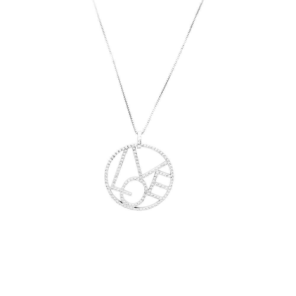 Collier Pendentif CADA "Love" en or blanc et diamants
