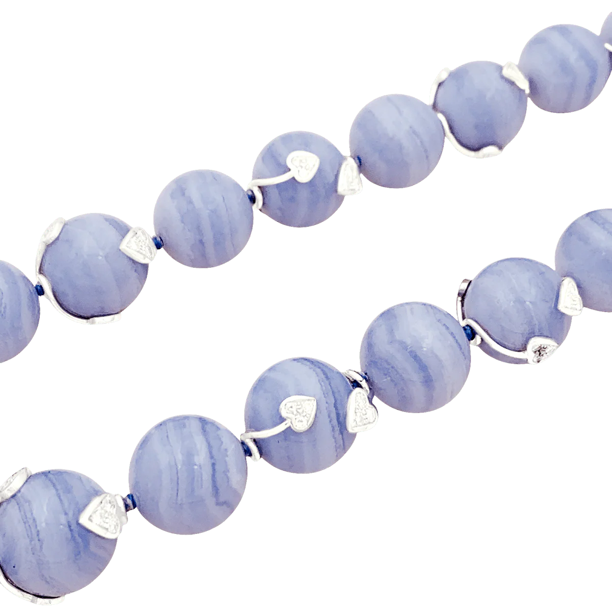 Collier Perles en or blanc, calcédoines et diamants - Image 4
