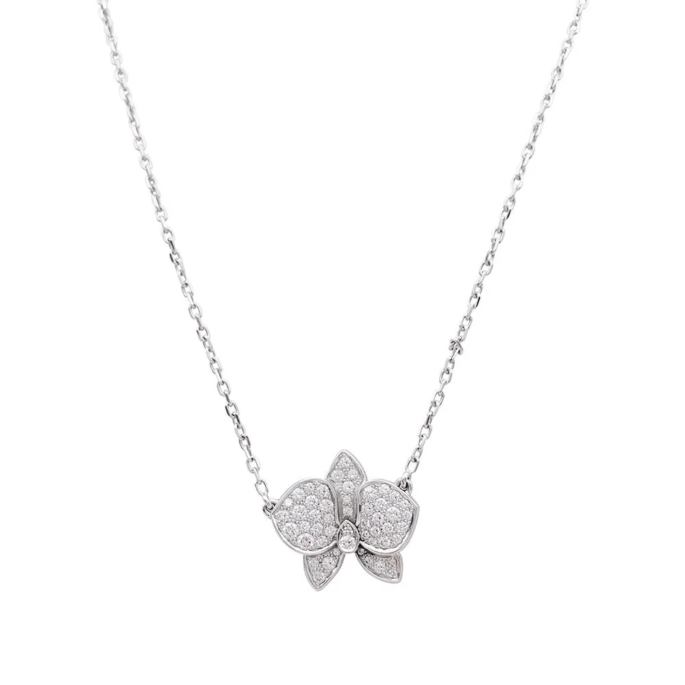 Collier Cartier, "Caresse d'Orchidées", or blanc, diamants