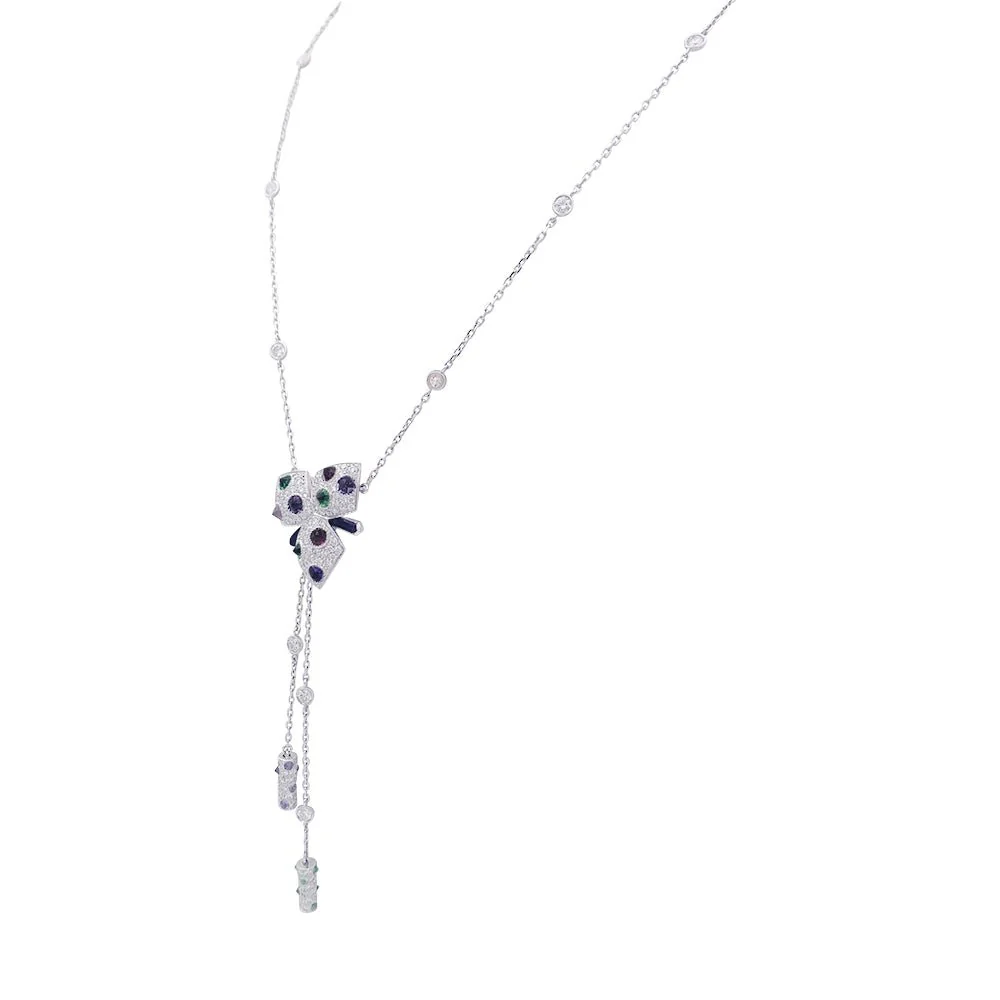 Collier CARTIER "Caresses d'Orchidées" en or blanc et pierres de couleurs - Image 3