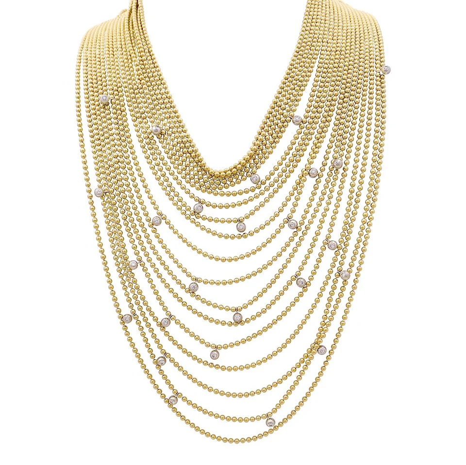 Collier CARTIER "Draperie de Décolleté" en or jaune, or blanc, perles et diamants - Image 5