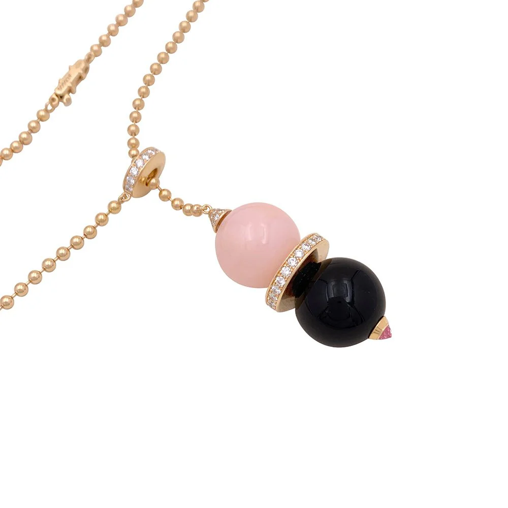 Collier Cravate CARTIER "Evasion Joaillière" en or rose, opale, onyx, saphir et diamants - Image 3