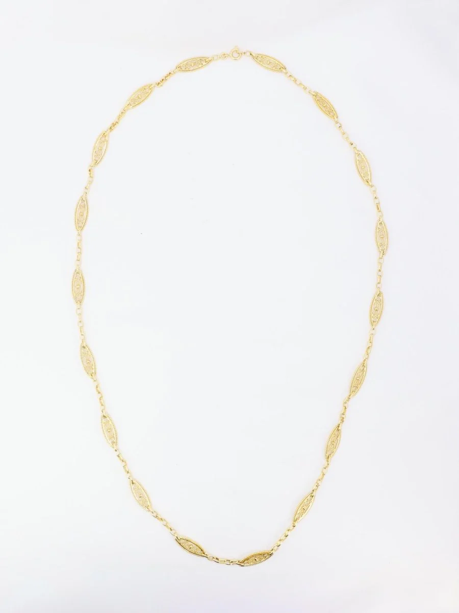 Collier chaine Art Nouveau maille filigrane or jaune - Image 3