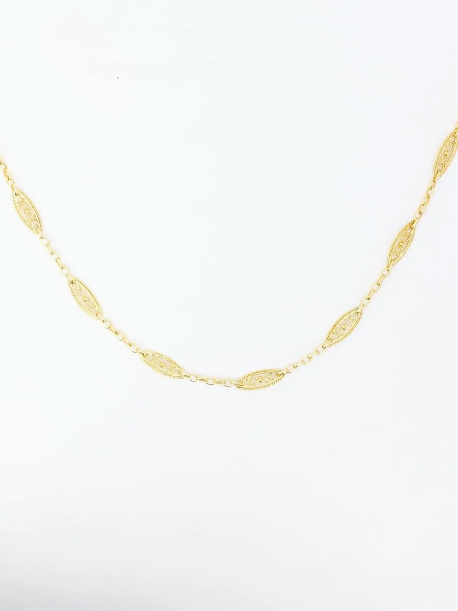 Collier chaine Art Nouveau maille filigrane or jaune - Image 4