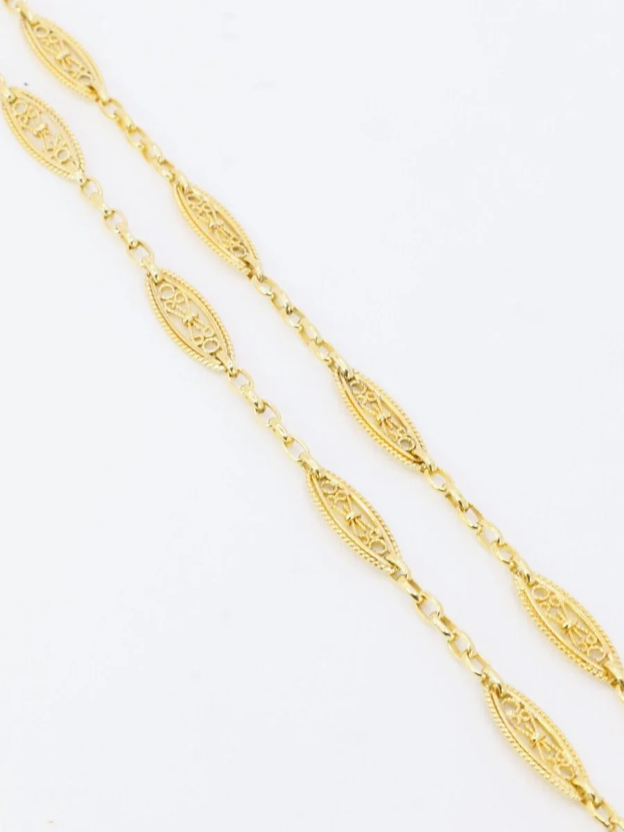 Collier chaine Art Nouveau maille filigrane or jaune - Image 5