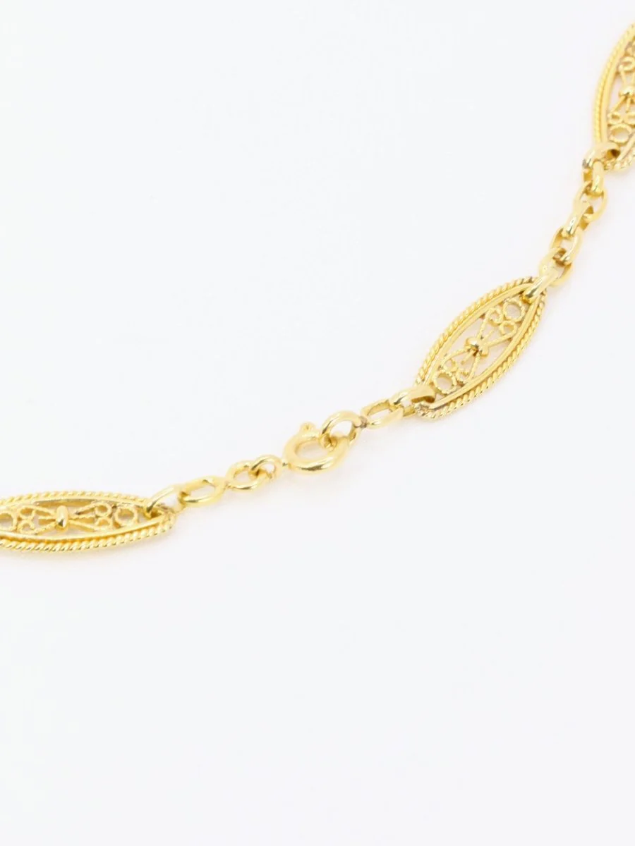Collier chaine Art Nouveau maille filigrane or jaune - Image 7