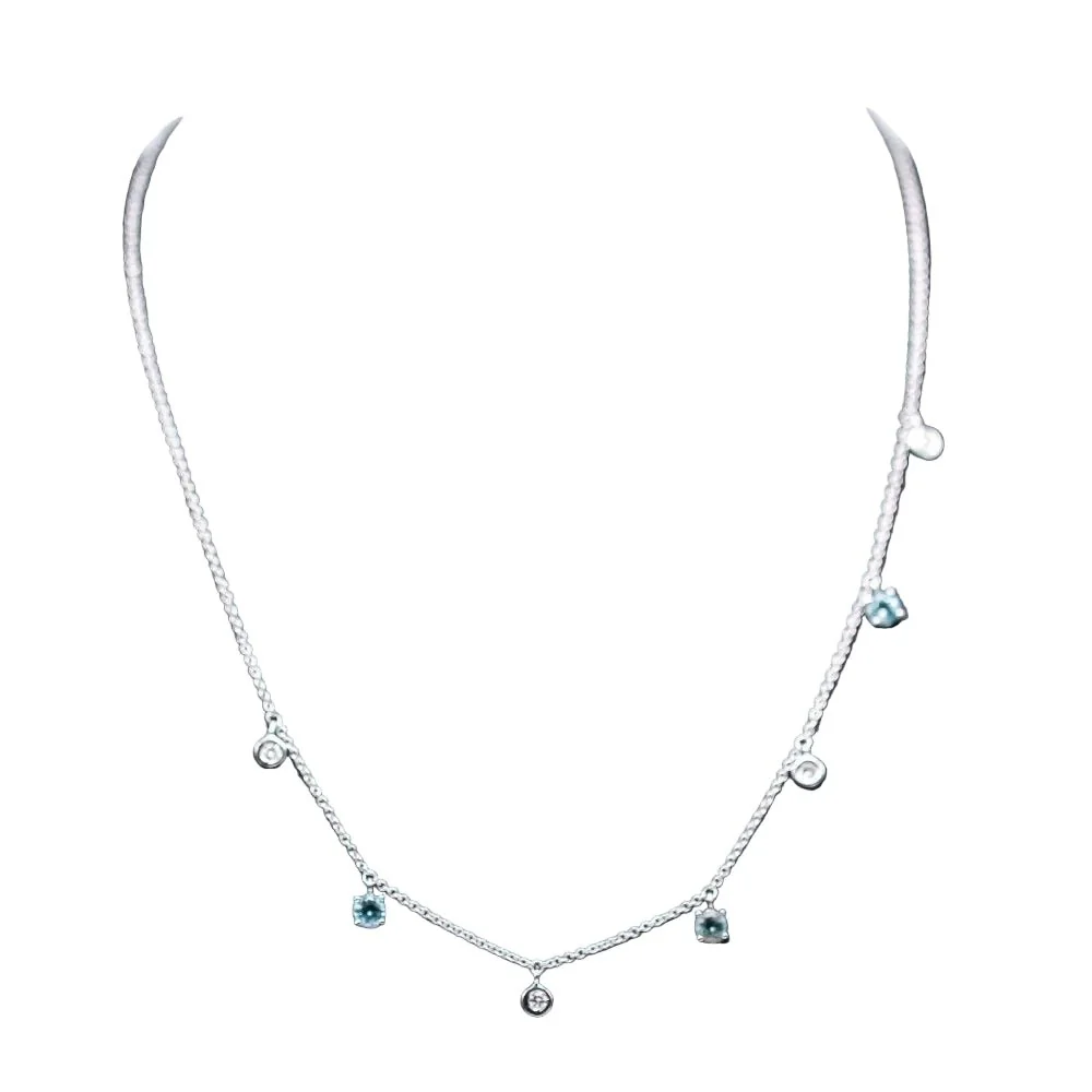 Collier Chaîne BELL en or blanc, topaze et diamants