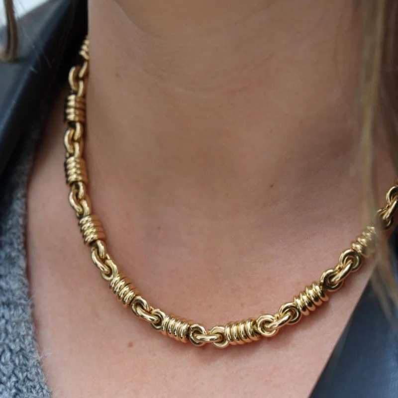 Collier Chaîne en or jaune, or blanc et diamant - Image 2