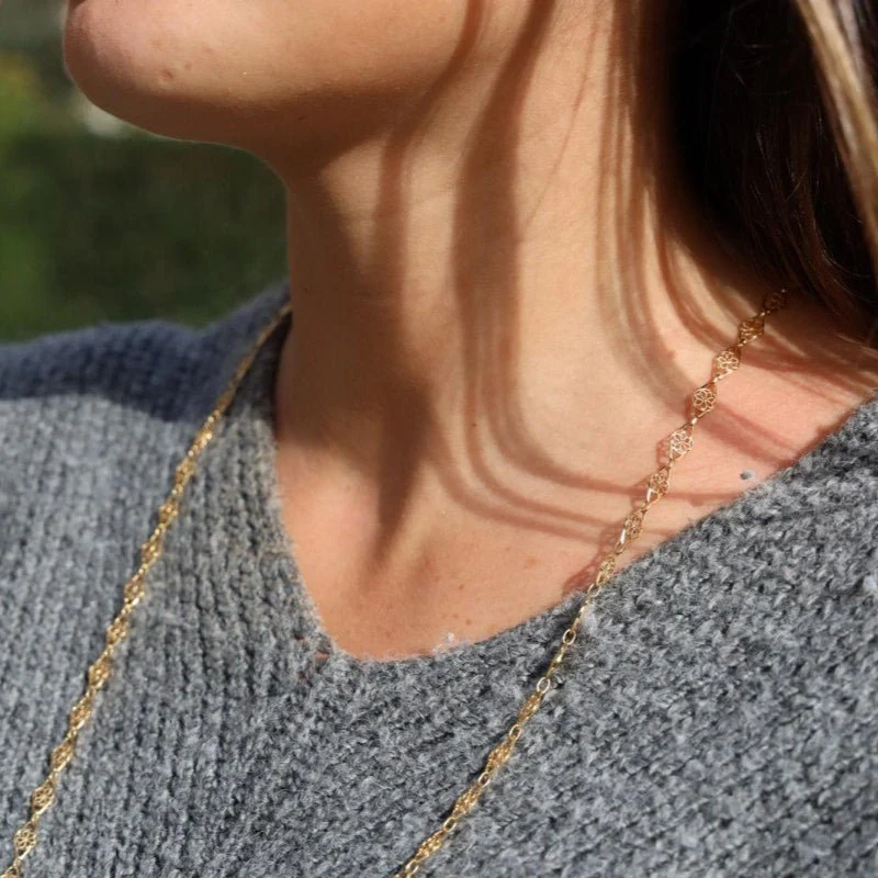 Collier Chaîne maille filigrane en or jaune - Image 2