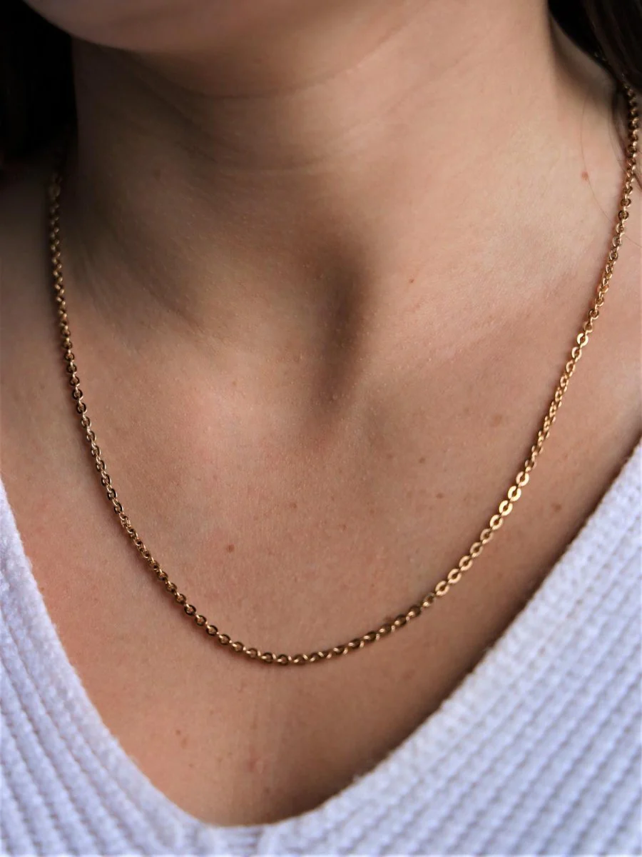 Collier Chaîne maille jaseron en or jaune - Image 3