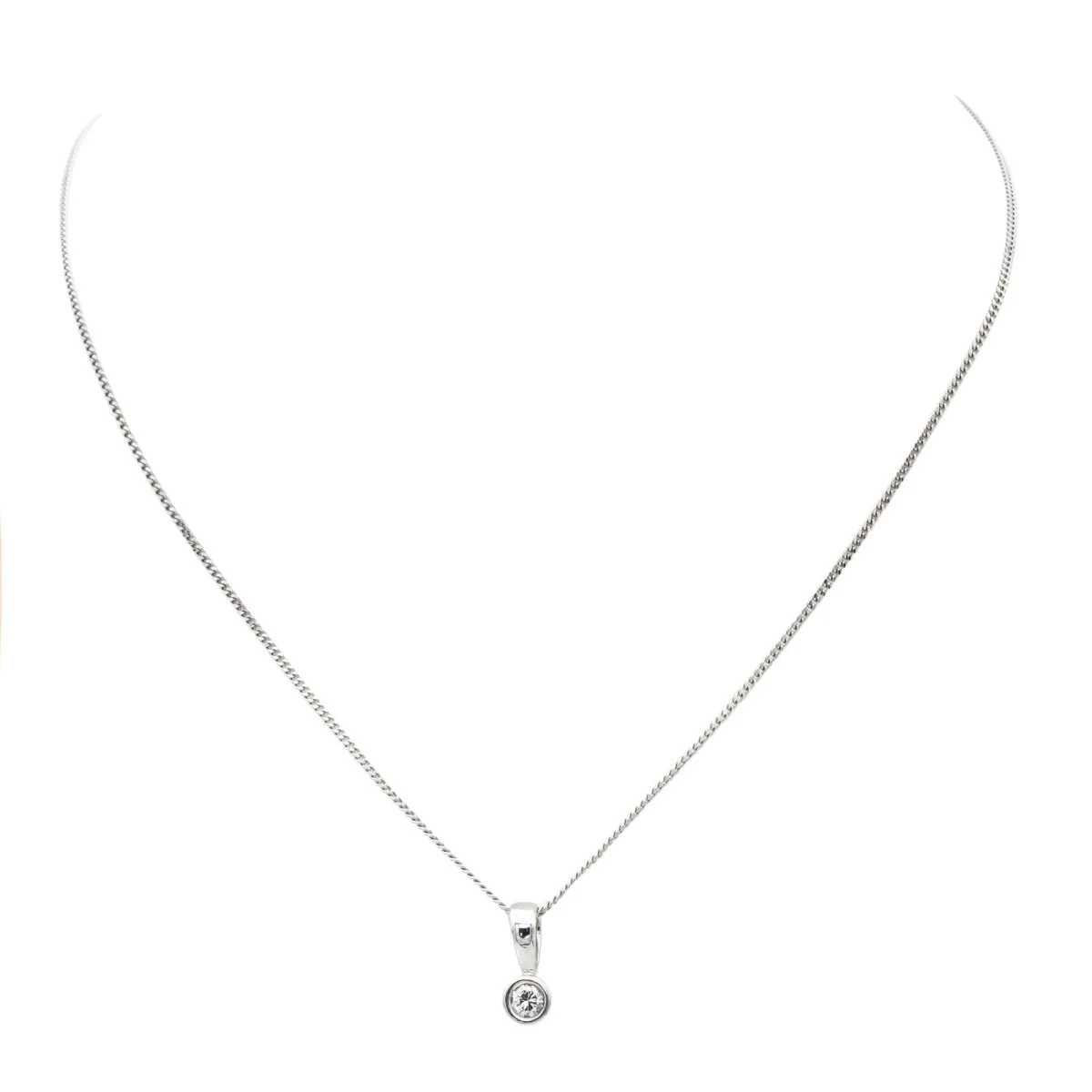 Collier Pendentif en or blanc et diamant