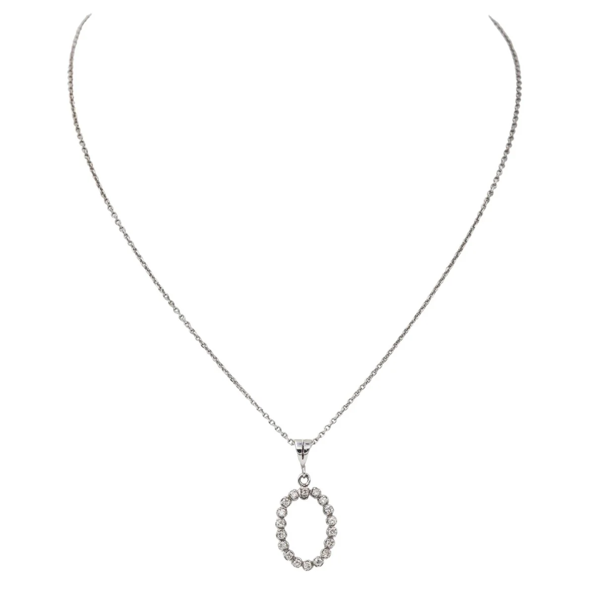 Collier Chaîne Pendentif en or blanc et diamants - Image 3