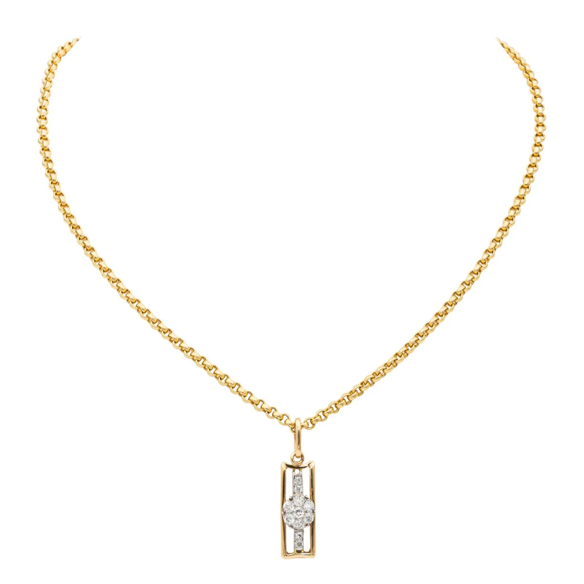 Collier Chaîne + pendentif Or jaune Diamant