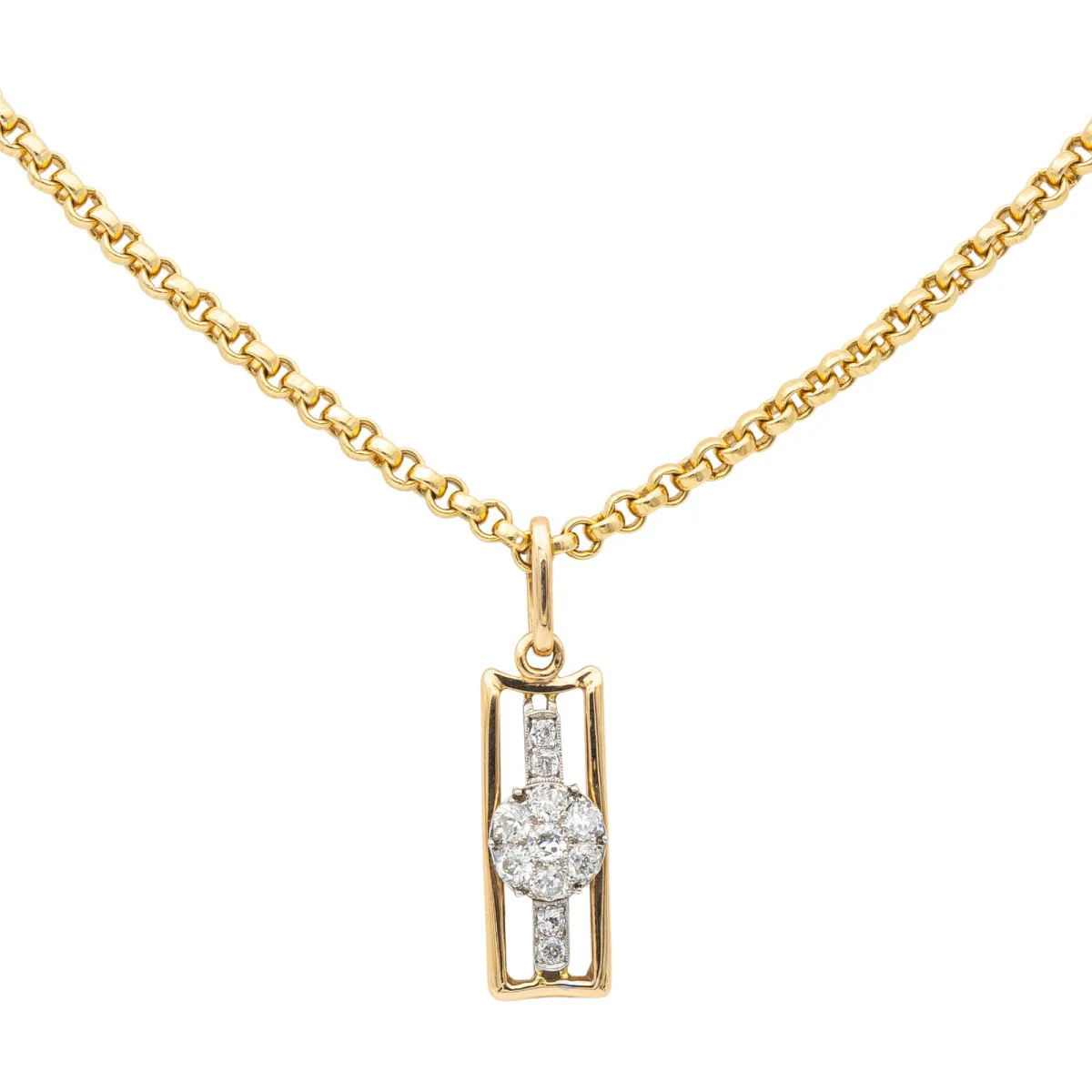 Collier Chaîne + pendentif Or jaune Diamant - Image 3