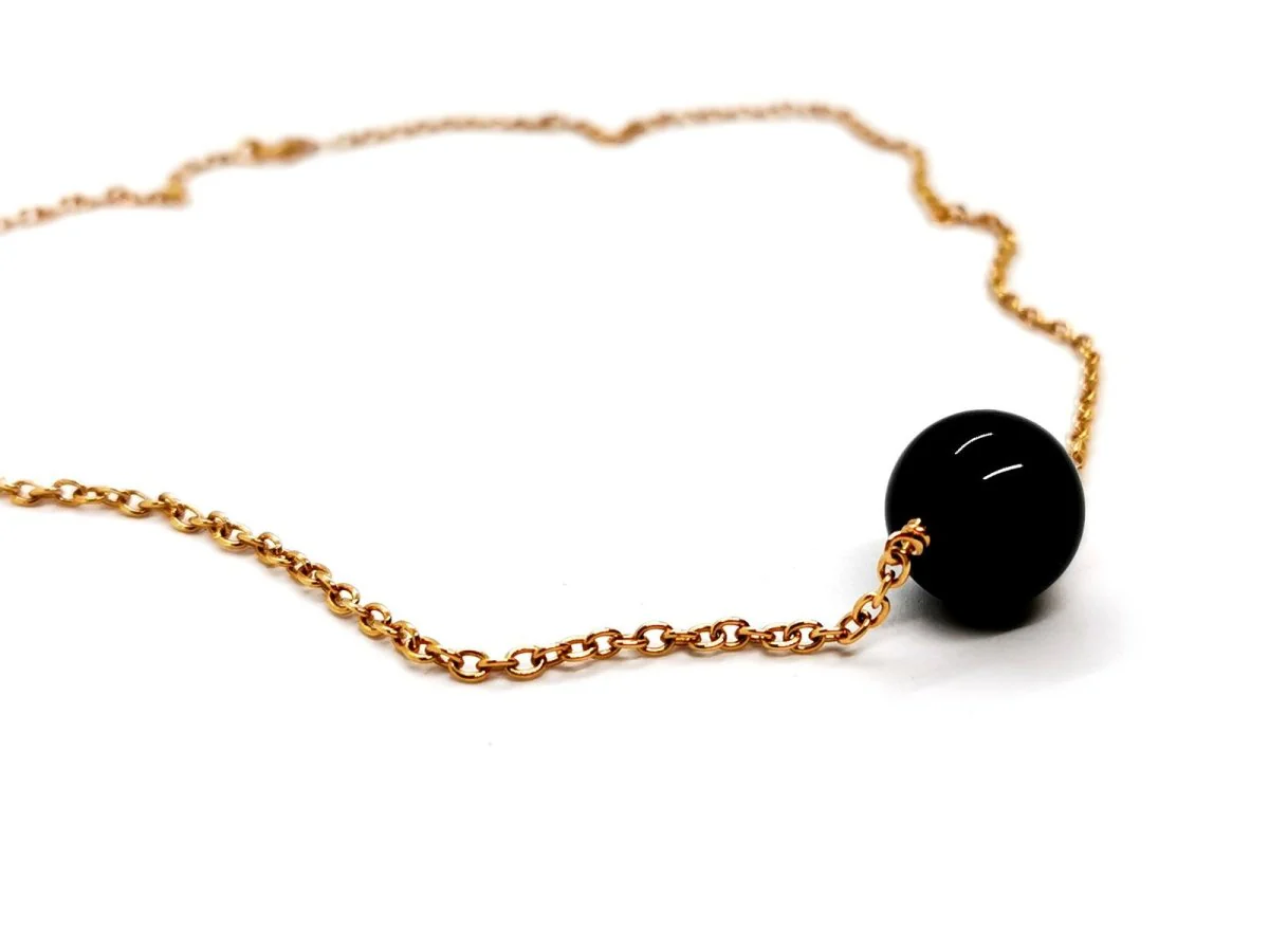 Collier Pendentif en or rose et onyx - Image 7