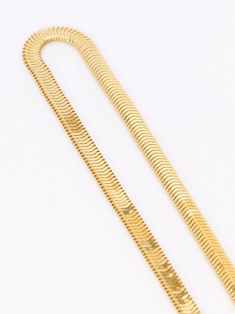 Collier chaine vintage or jaune maille plate - Image 11