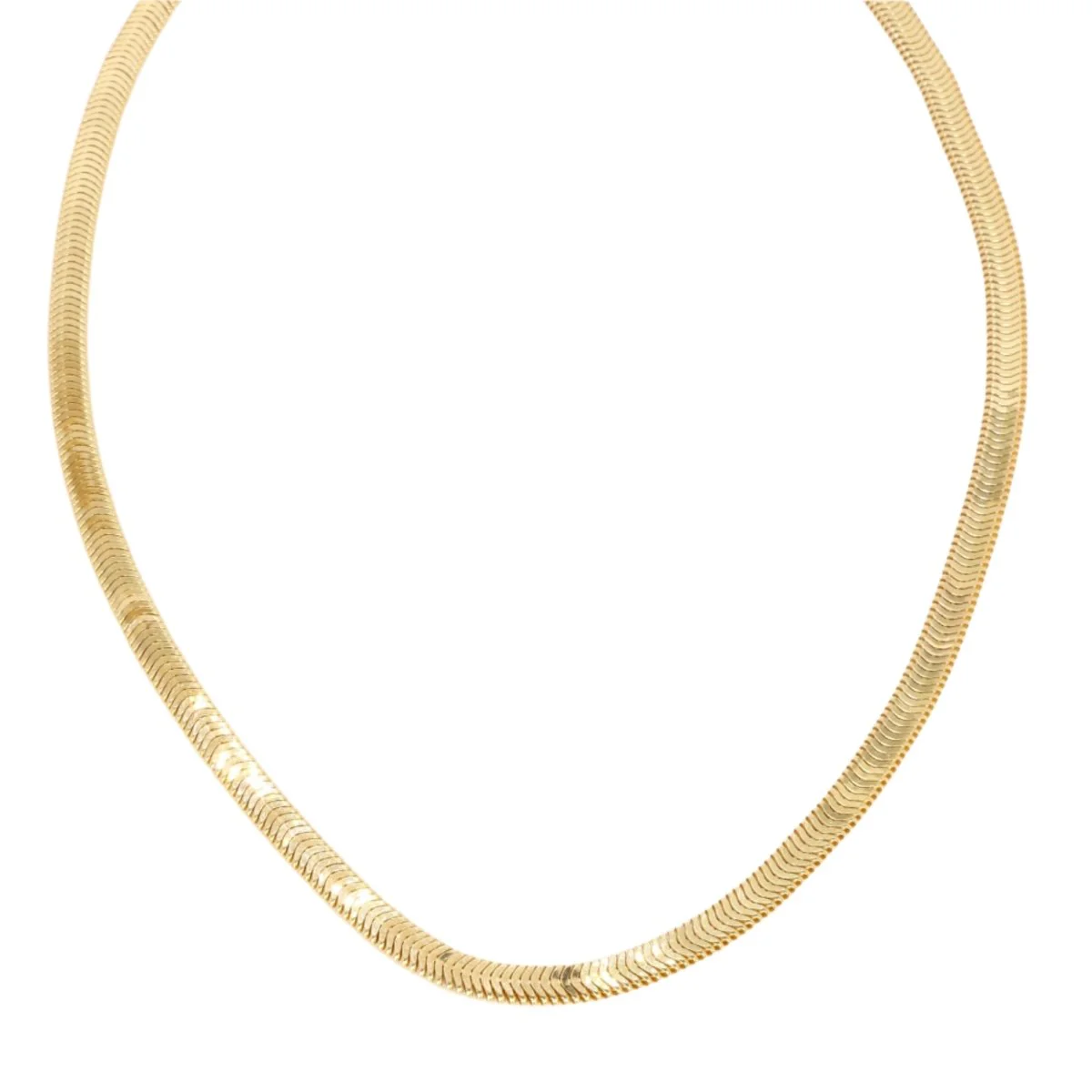 Collier chaine vintage or jaune maille plate - Image 5