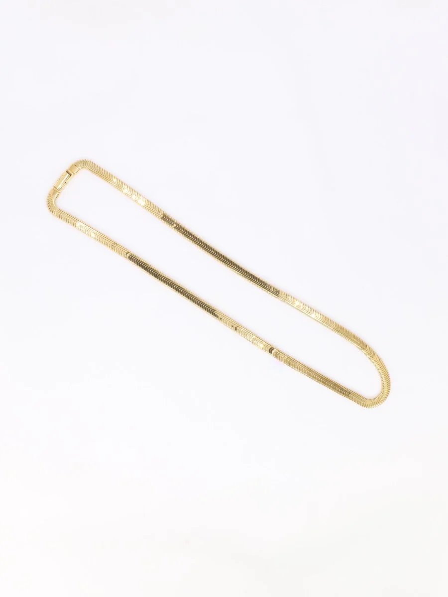 Collier chaine vintage or jaune maille plate - Image 6