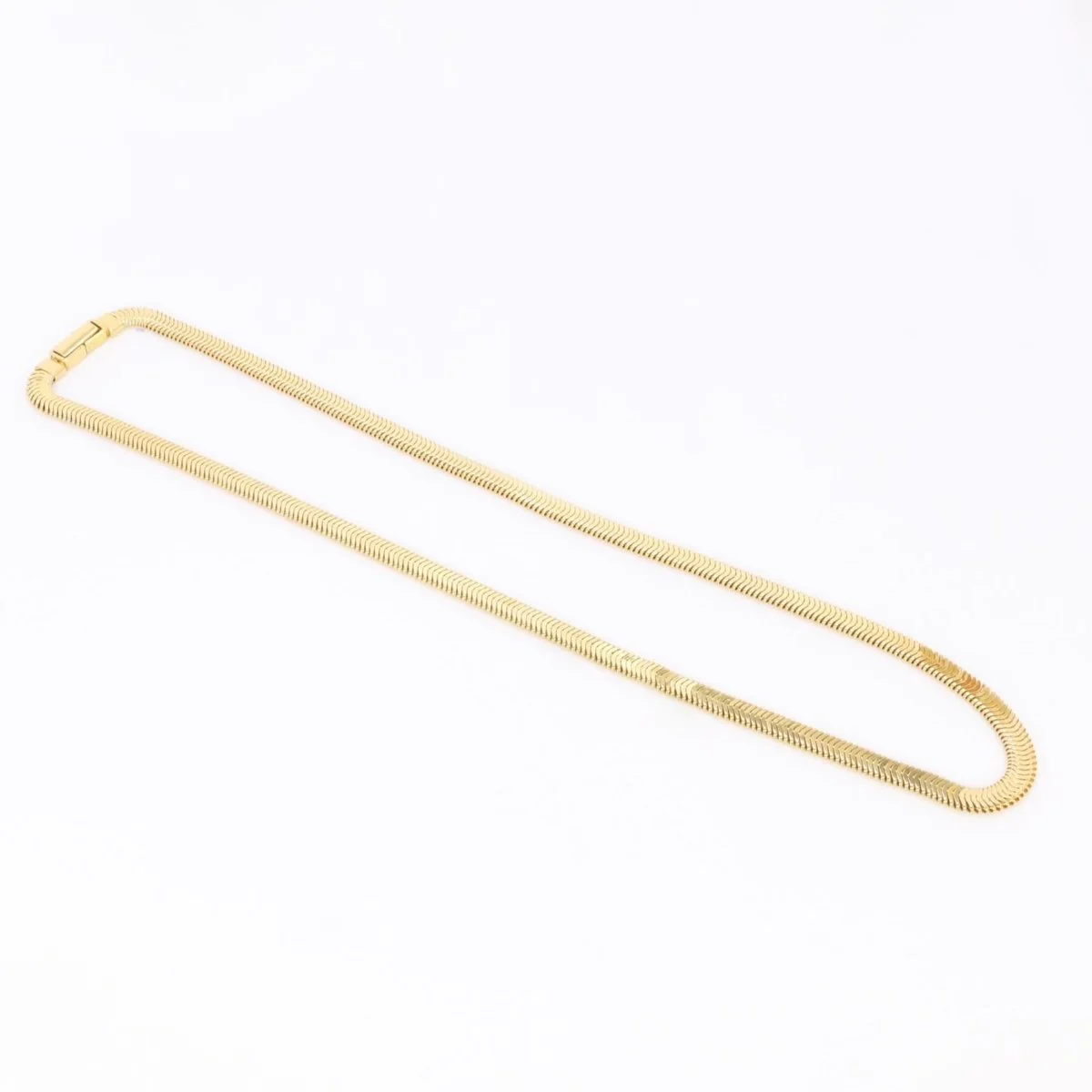 Collier chaine vintage or jaune maille plate - Image 7