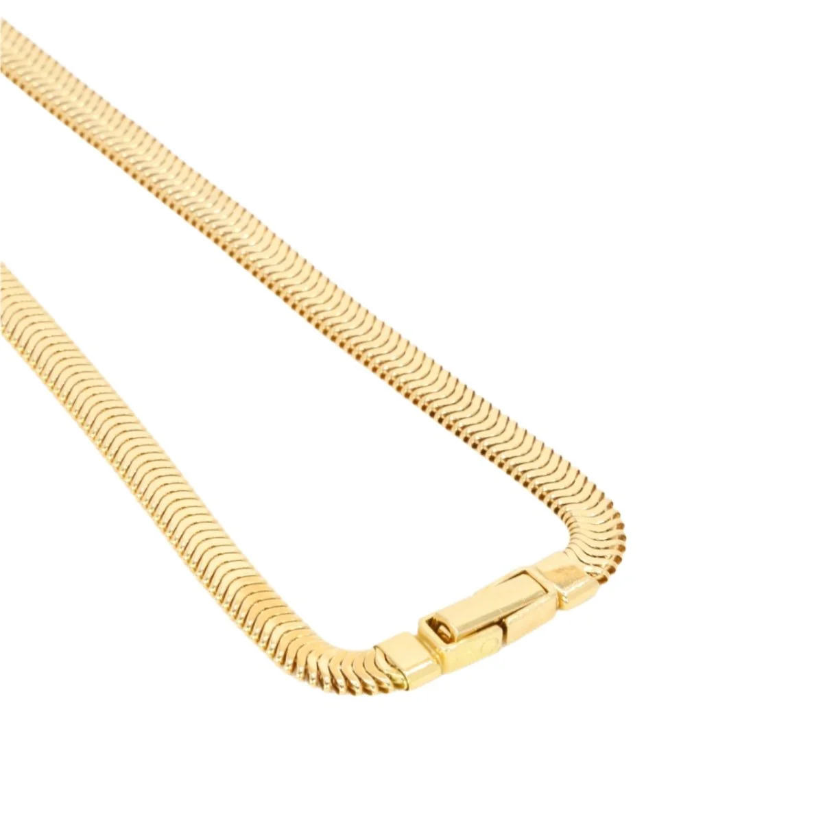 Collier chaine vintage or jaune maille plate - Image 8