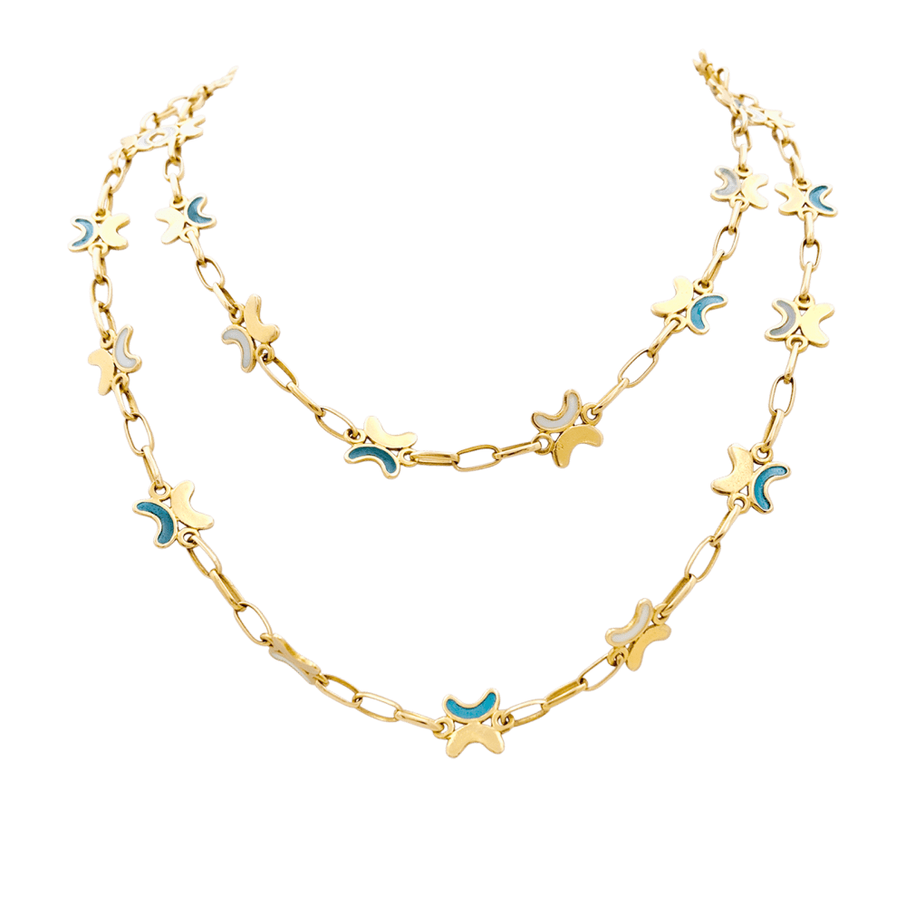 Collier Sautoir CHAUMET en or jaune et émail