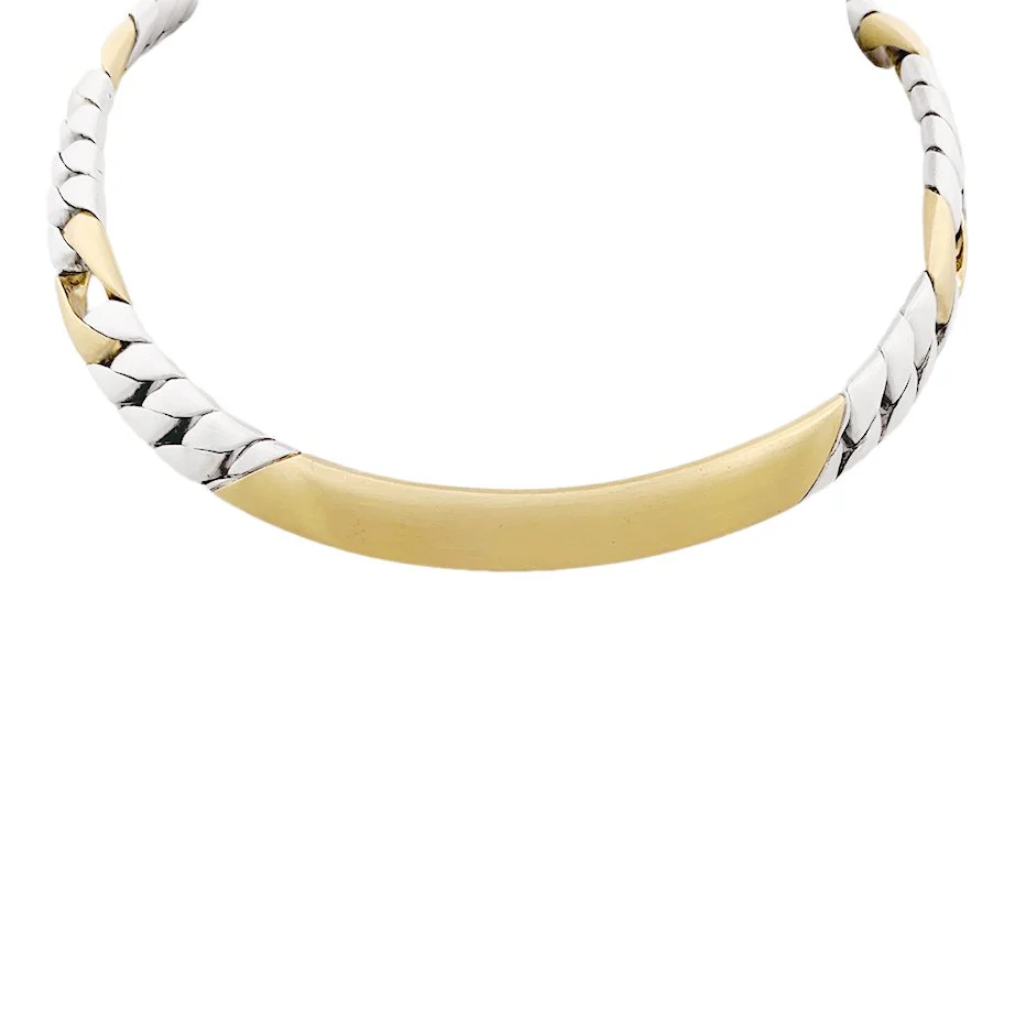 Collier Chaumet, "Gourmette", or jaune, argent. - Image 3