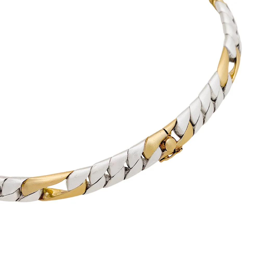 Collier Chaumet, "Gourmette", or jaune, argent. - Image 4