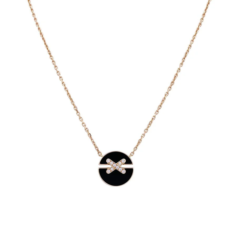 Collier Chaumet ,"Jeux de Liens", or rose, diamants et onyx.