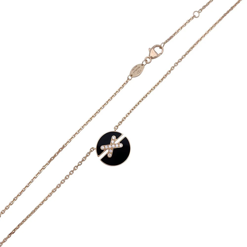 Collier Chaumet ,"Jeux de Liens", or rose, diamants et onyx. - Image 2