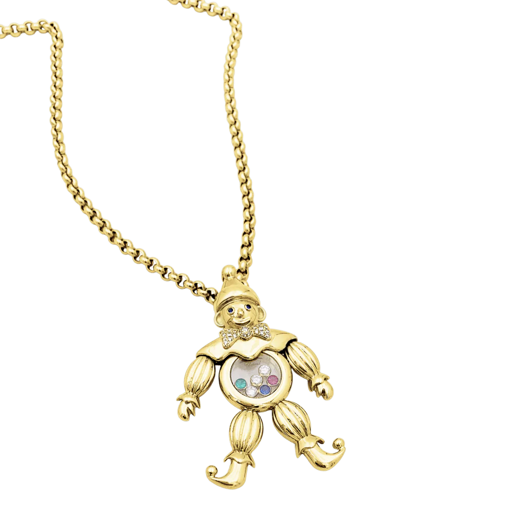 Collier Pendentif CHOPARD "Happy Clown" en or jaune, saphir, émeraude, rubis et diamants - Image 2