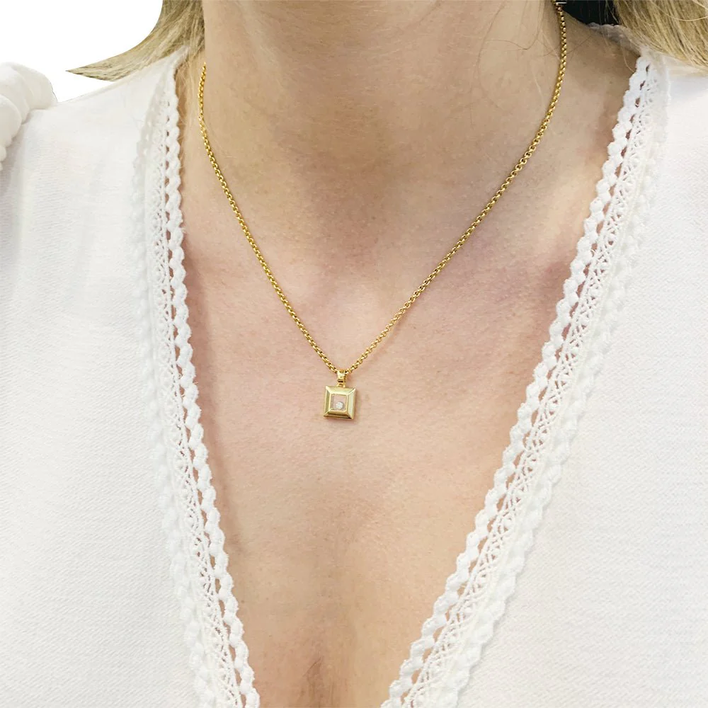 Collier Chopard, "Happy Square Diamond", or jaune, diamant. - Image 4