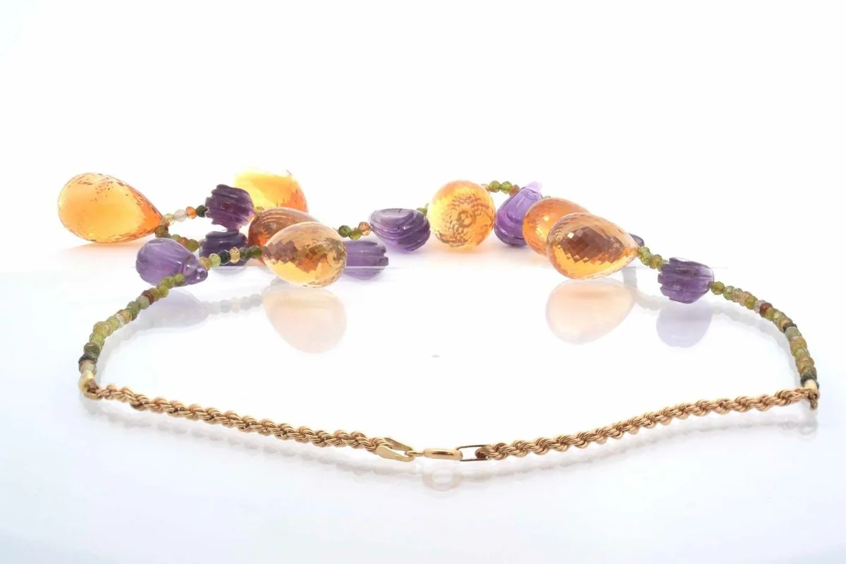 Collier citrine et améthyste en or jaune - Image 3