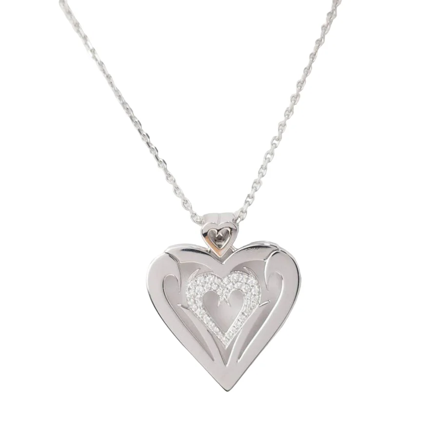 Collier coeur en or blanc et diamants - Image 3