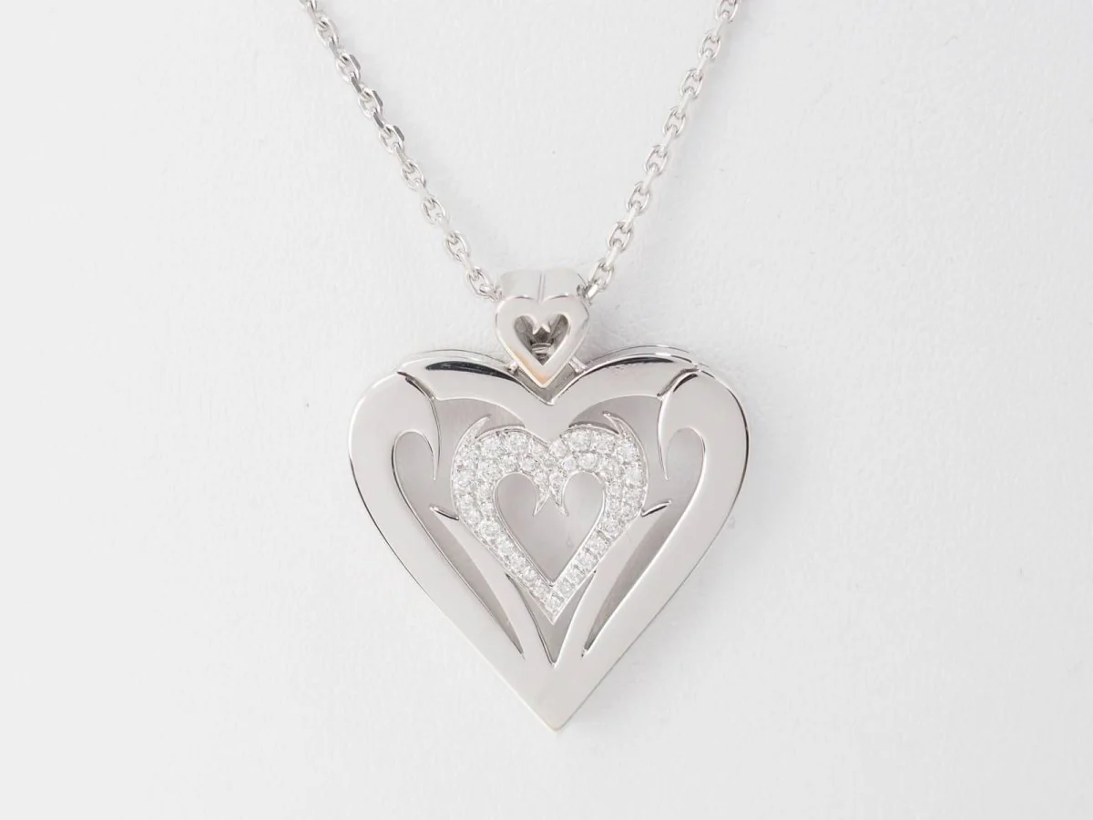 Collier coeur en or blanc et diamants - Image 4