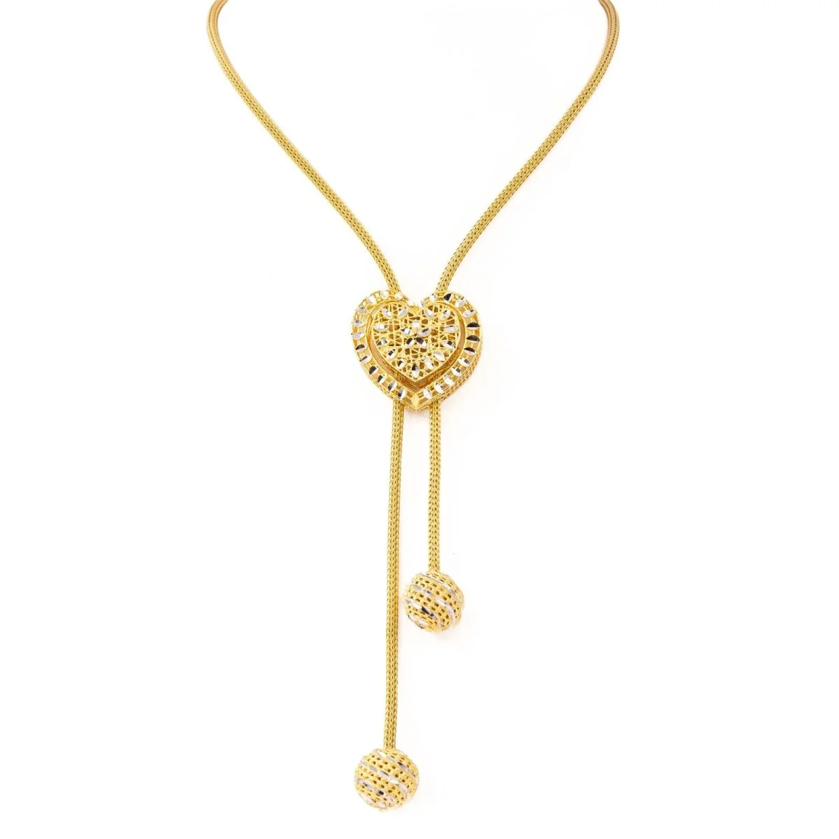 Collier Négligé cœur en ors jaune et blanc