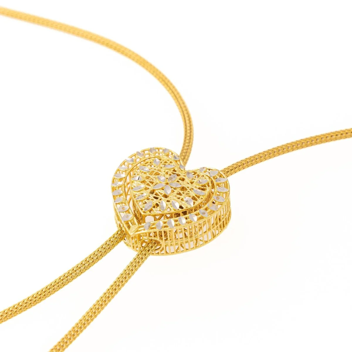 Collier Négligé cœur en ors jaune et blanc - Image 2