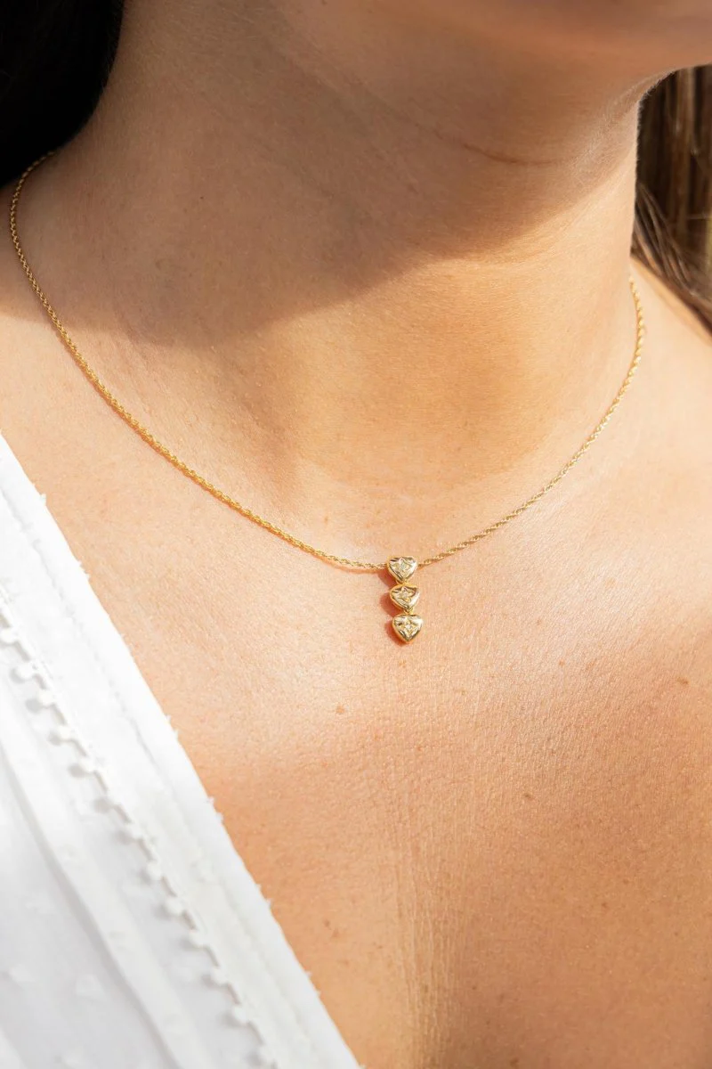 Collier Cœur Or jaune Diamant - Image 2