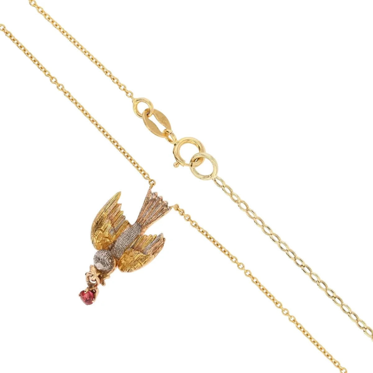 Collier Pendentif en or jaune, or rose, argent et grenat - Image 4