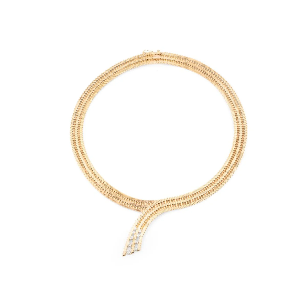Collier Cravate en or jaune et diamants - Image 3