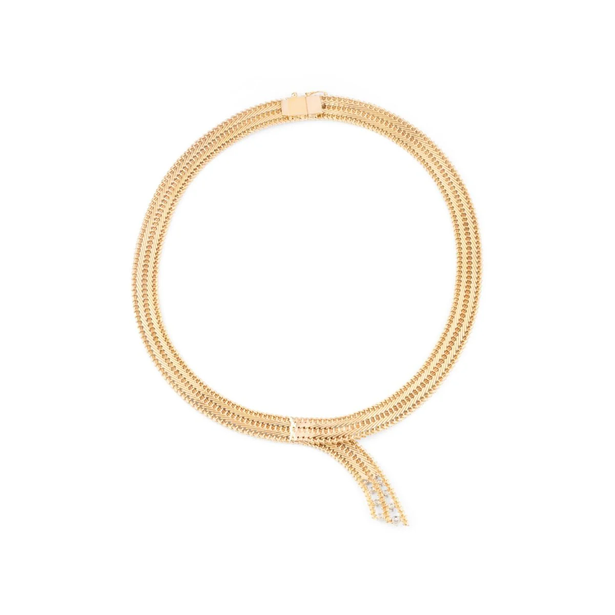 Collier Cravate en or jaune et diamants - Image 4