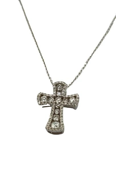 Collier Pendentif Croix en or blanc et diamant - Image 3