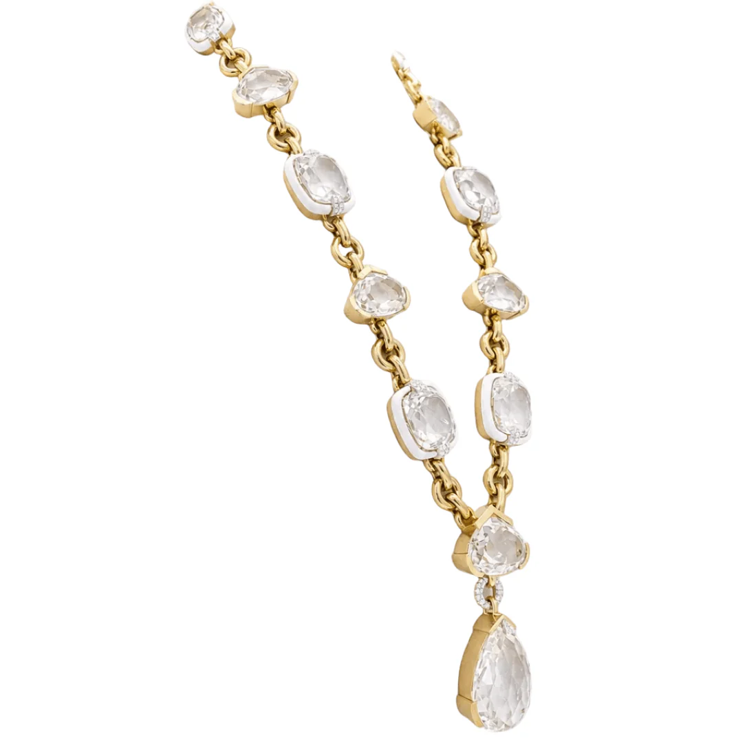 Collier DAVID WEBB en or jaune, cristaux et diamants - Image 4