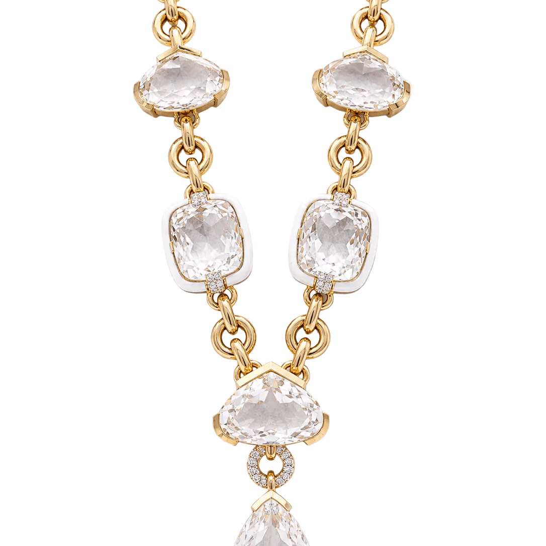 Collier DAVID WEBB en or jaune, cristaux et diamants - Image 6