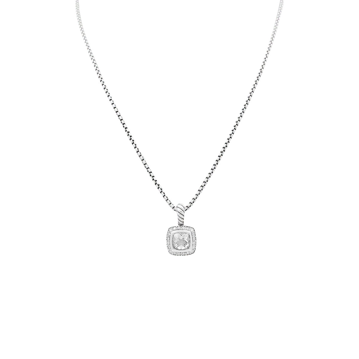 Collier Pendentif DAVID YURMAN "Petite Albion" en argent, topaze et diamants