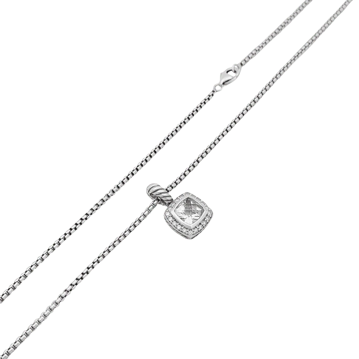 Collier Pendentif DAVID YURMAN "Petite Albion" en argent, topaze et diamants - Image 3