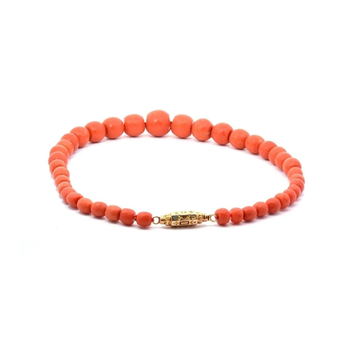Collier de corail ancien facetés avec fermoir or émaillé - Image 3