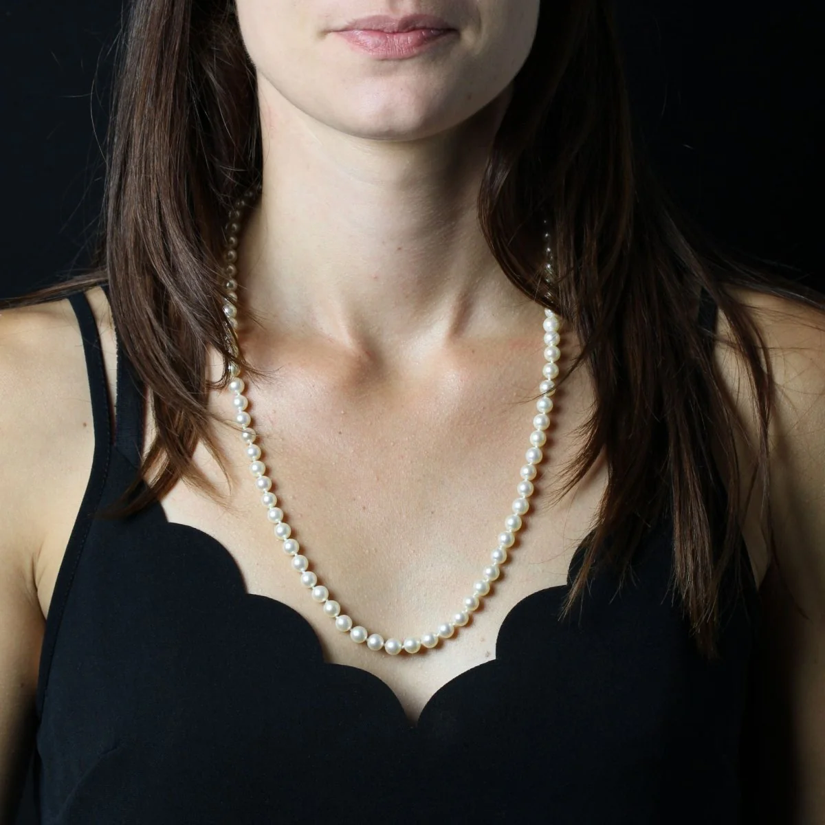 Collier Perles en or jaune et diamants - Image 2