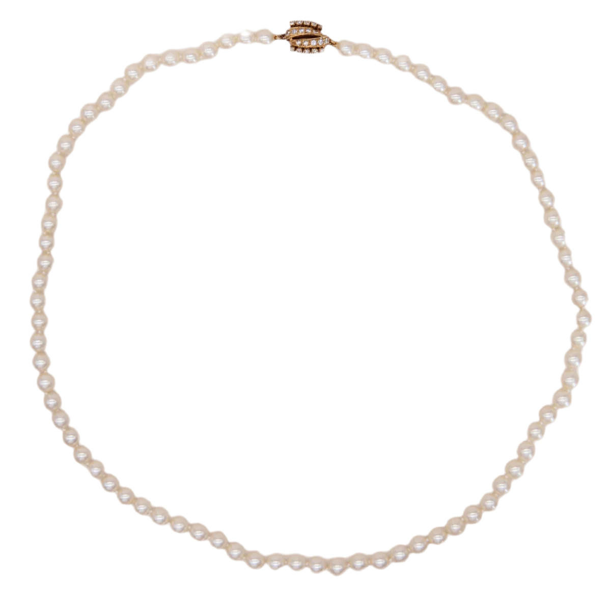 Collier Perles en or jaune et diamants - Image 3