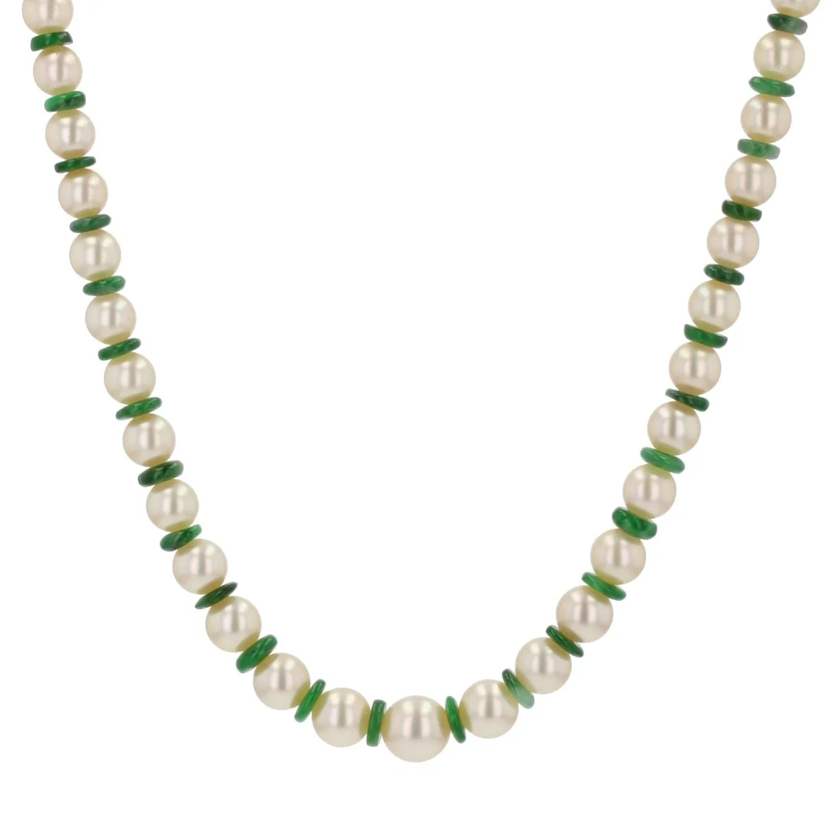 Collier Perles en or blanc et jade
